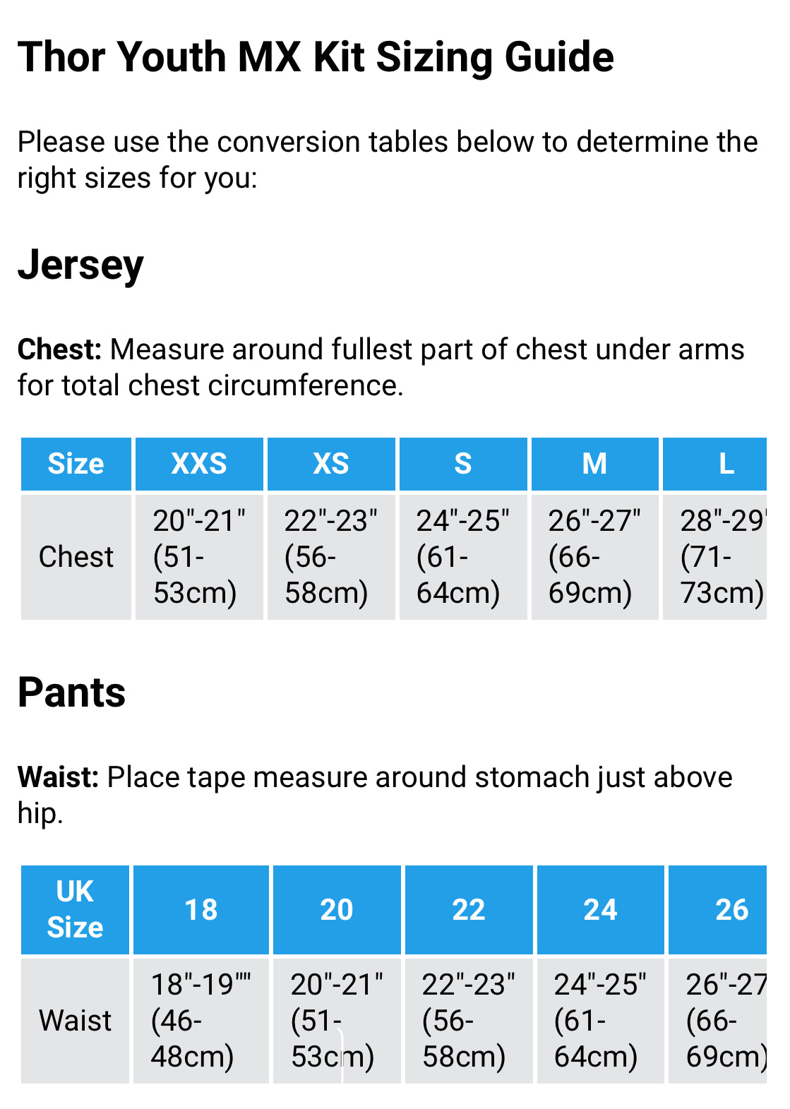 Thor Youth MX Pants - CMW Bikes