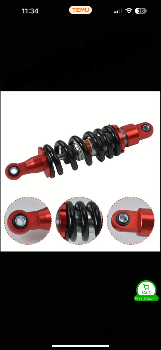 Heavy duty 280mm (11”) Rear shock Absorber - CMW Bikes