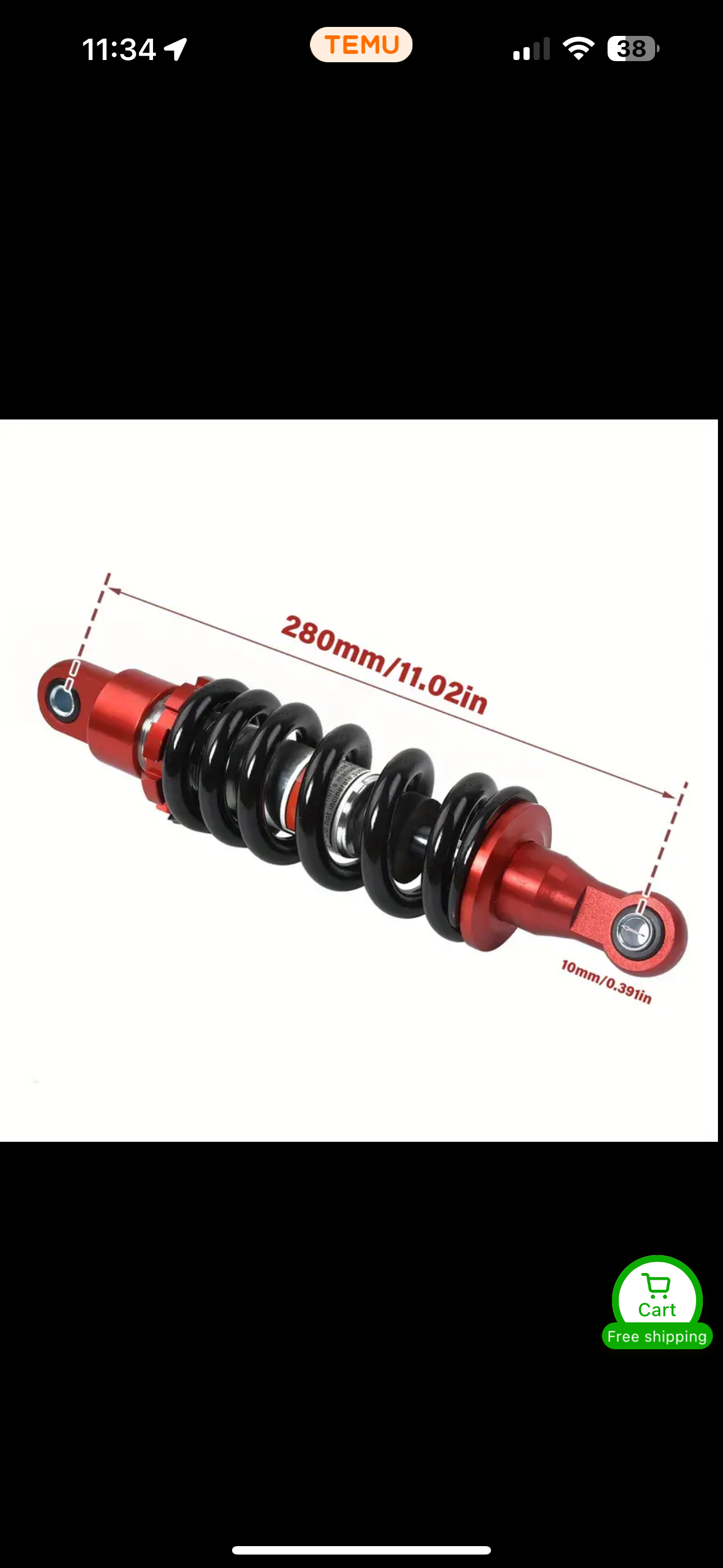 Heavy duty 280mm (11”) Rear shock Absorber - CMW Bikes