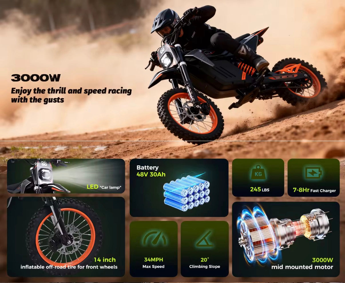 Kugoo Freeboy Y88 3000w 48v Electric Dirt Bike