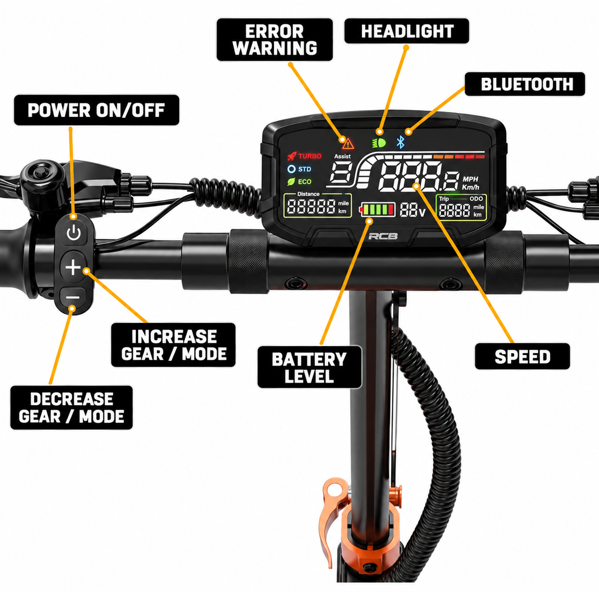 RCB D7 Pro 500W Electric Scooter – 48V 27Ah - CMW Bikes