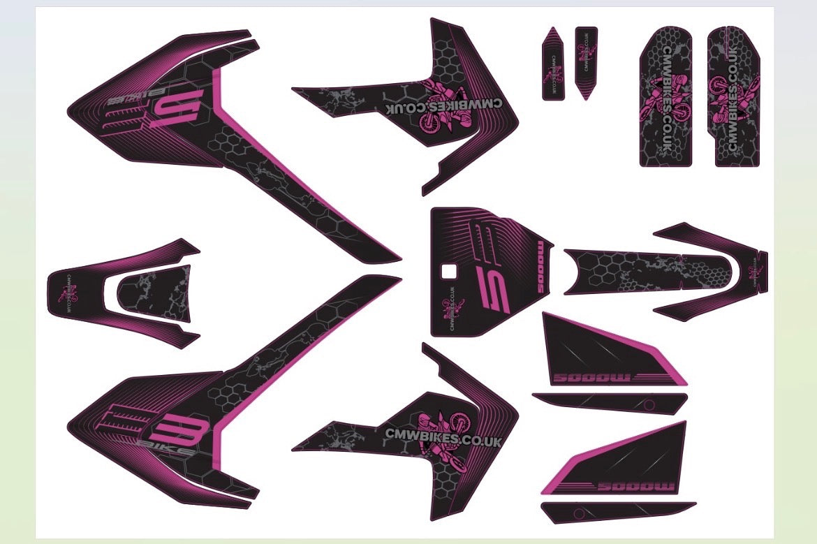 BRZ Thunder Pro 72v 5000w Graphics Set - Blue/Red/Pink/Grey/Orange/Green - CMW Bikes