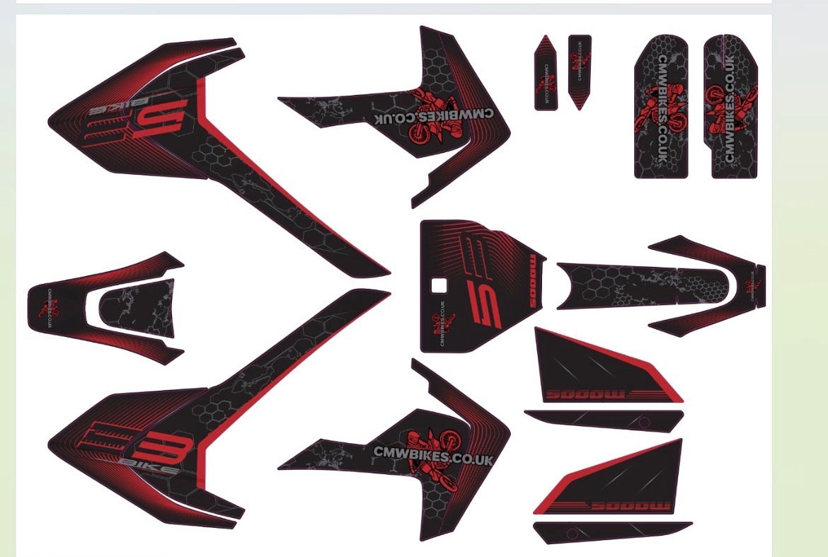 BRZ Thunder Pro 72v 5000w Graphics Set - Blue/Red/Pink/Grey/Orange/Green - CMW Bikes