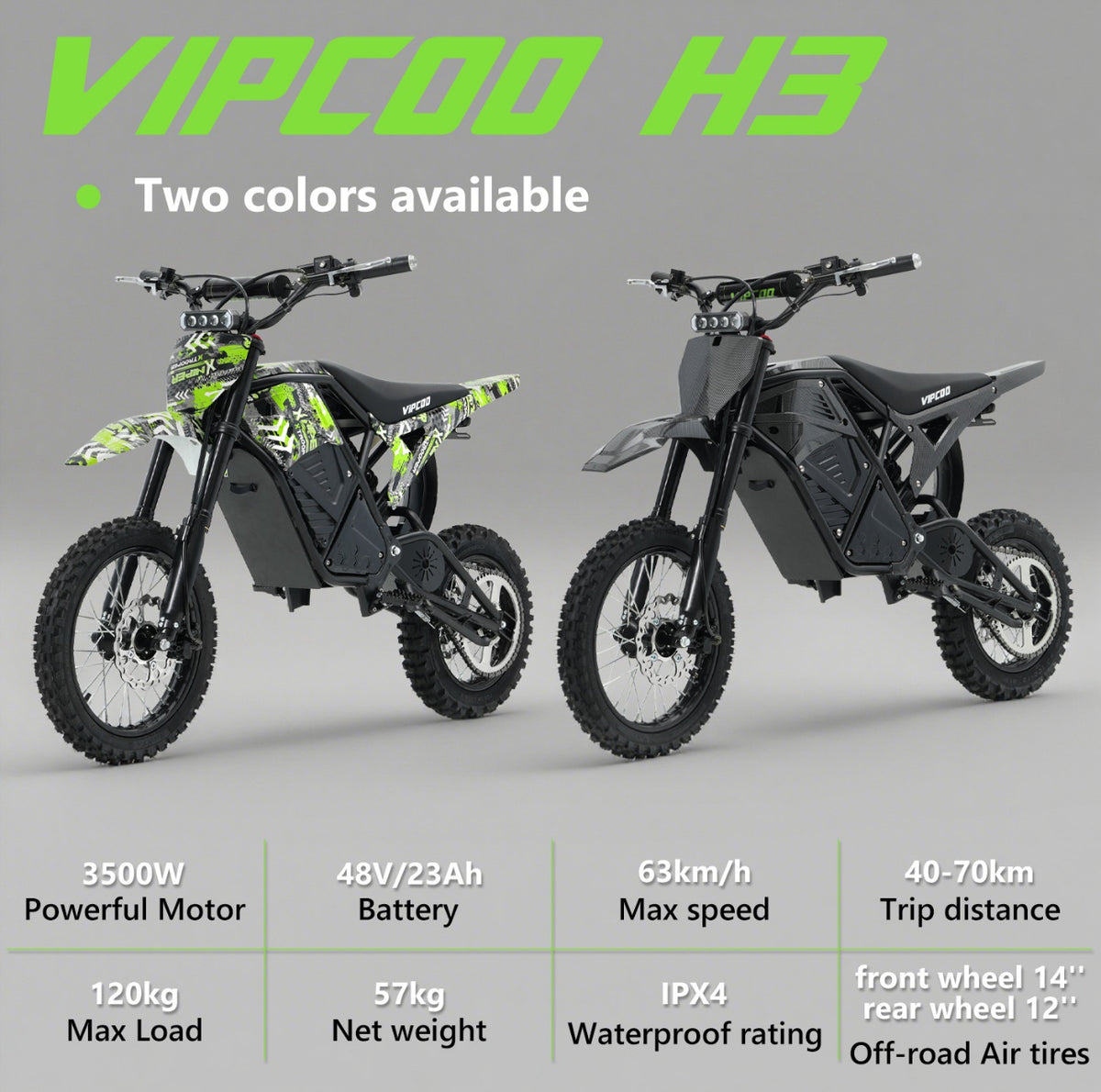 VIPCOO H3 3500W Electric Dirt Bike - CMW Bikes